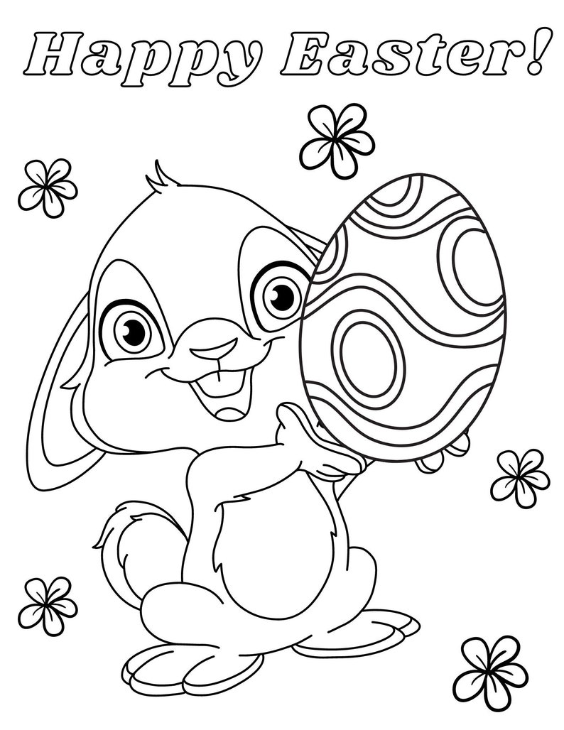 Easter Coloring Pages, Easter PDF Coloring Easter Printables, Bunny