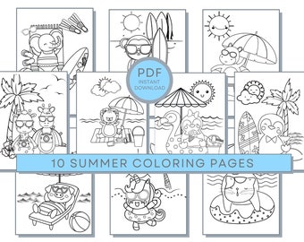 Summer Coloring Pages, Summer PDF Coloring Summer Printables, Beach Coloring Sheets, Beach Coloring Pages, Summer Activity Page