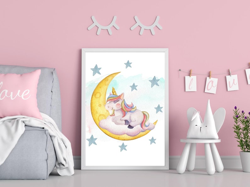 GIFTSFARM Unicorn Wall Art Set Of 6 - 8x10in Unframed Prints, Girls Room Decor, Watercolor Style