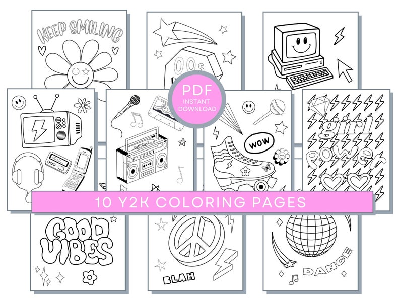 10 Y2K Printable Coloring Pages to Unleash Your Nostalgic Creativity