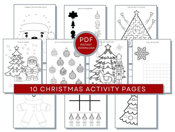 Christmas Activity Pages, Christmas Coloring, Christmas Printables, Winter Activity Sheet, Holiday Activity Page, Christmas Activity Sheet