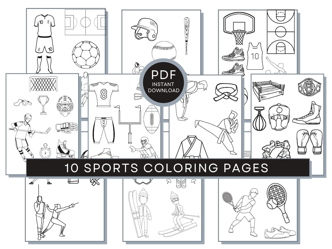 Sports Coloring Pages Sports PDF Sports Printables Sport - Etsy