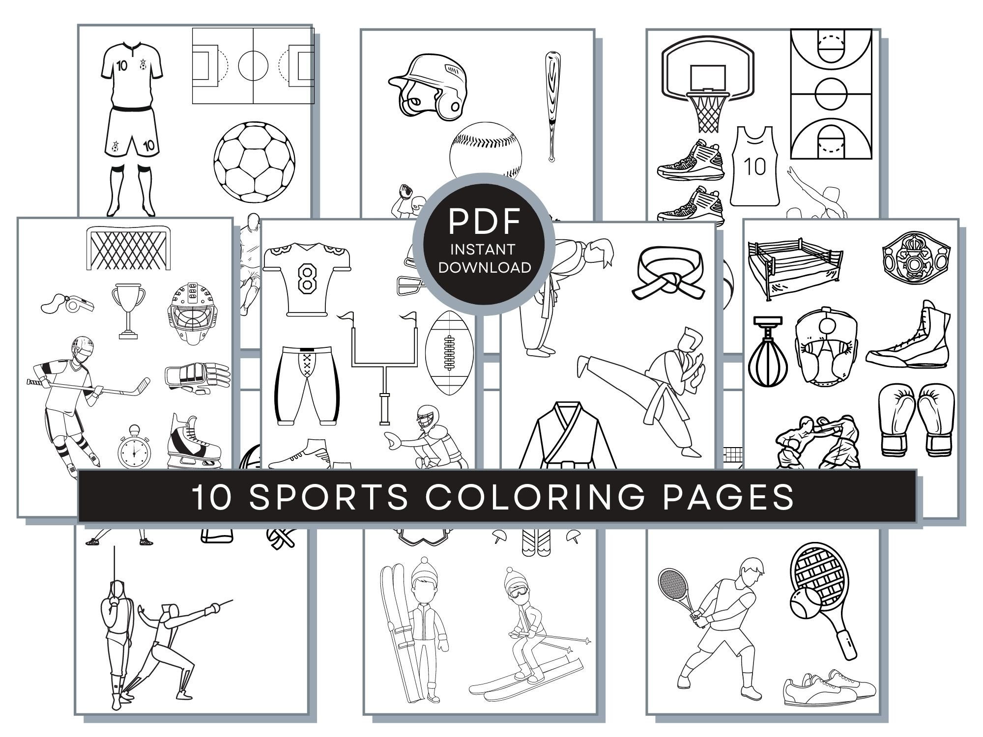 Boxing Coloring Pages for Kids Ages 4-8 by Inkhorse Publishing Kids  Coloring Book With 30 Digital Coloring Pages PDF Download 