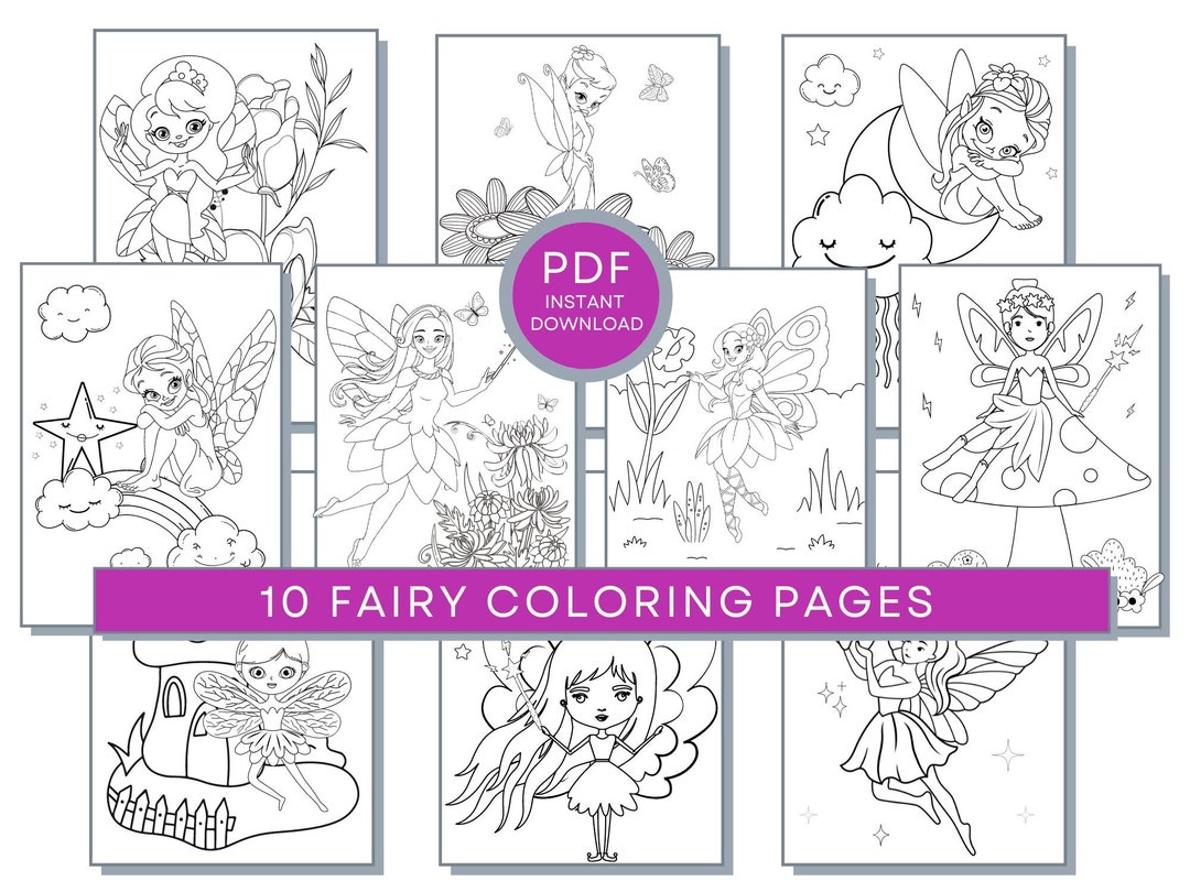 Fairy Coloring Pages, Fairy PDF, Fairy Printables, Fairy Coloring ...