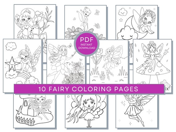 Fairy Coloring Pages Fairy PDF Fairy Printables Fairy - Etsy