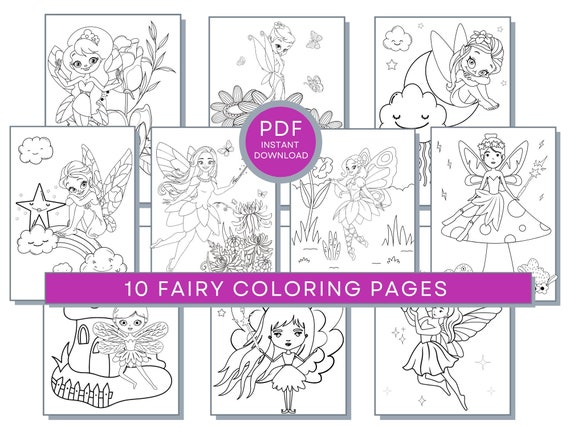 Fairy Coloring Pages, Fairy PDF, Fairy Printables, Fairy Coloring Sheets, Beautiful Fairy Coloring Pages, Fairy Activity Pages, Tooth Fairy