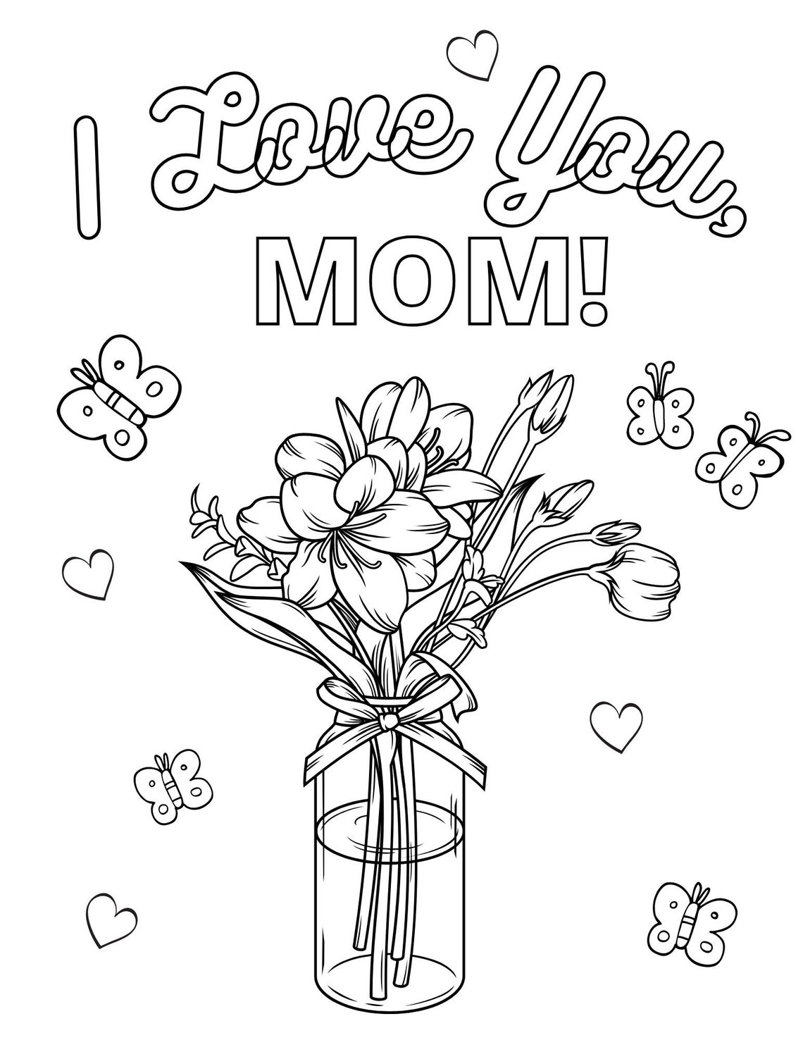 Mother's Day Coloring Page, Mother's Day Printables, Mother's Day