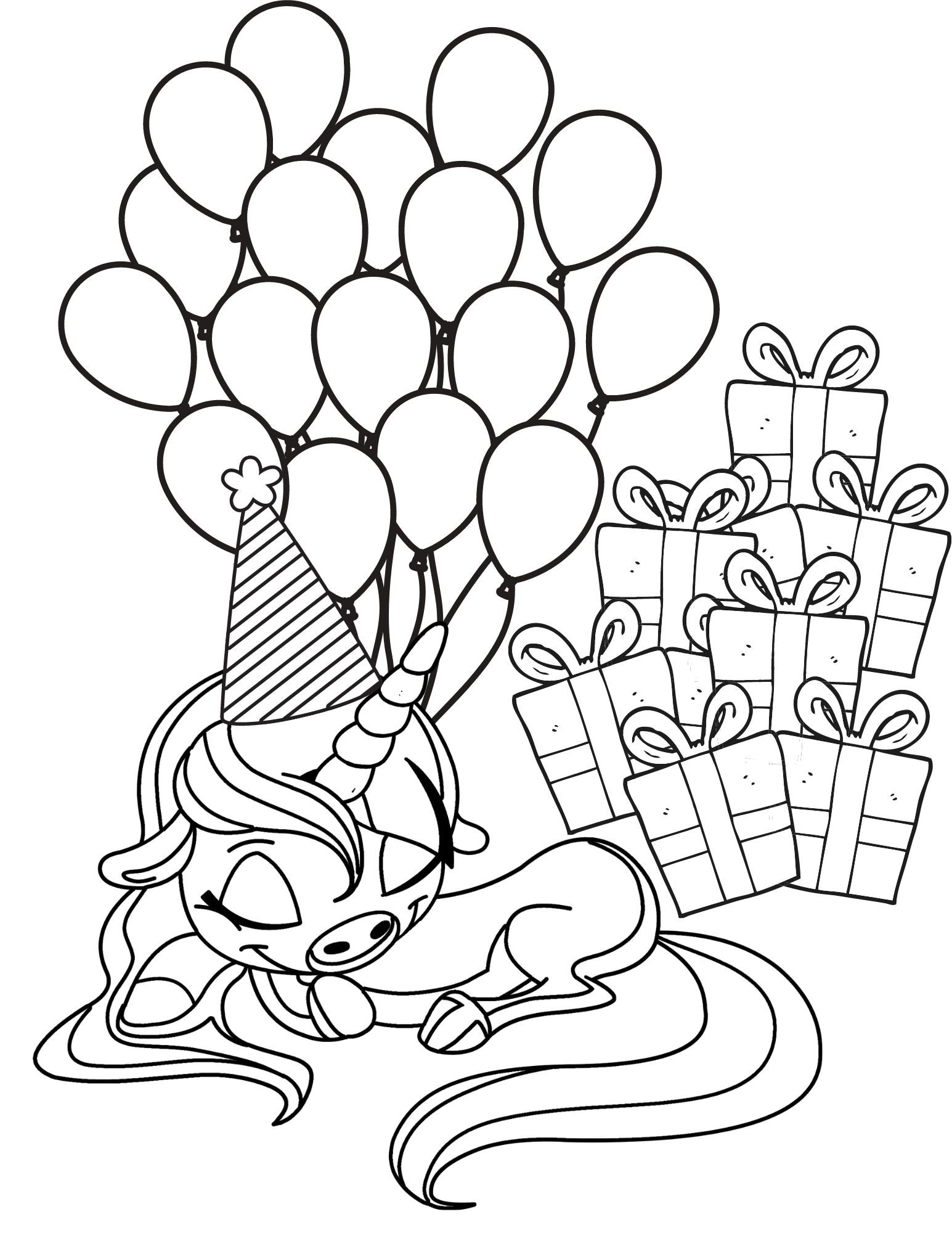 Unicorn Birthday Coloring Pages, Unicorn Birthday Printables, Unicorn