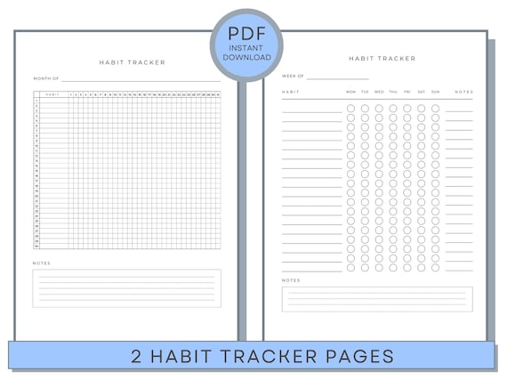 Habit Tracker Printable, Habit Chart, Habit Journal, Habit Log, Weekly Habit Tracker, Monthly Habit Tracker, Habit Planner