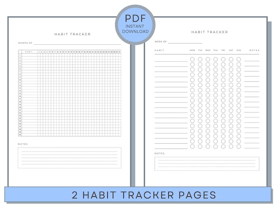 Habit Tracker Printable, Habit Chart, Habit Journal, Habit Log, Weekly Habit Tracker, Monthly Habit Tracker, Habit Planner