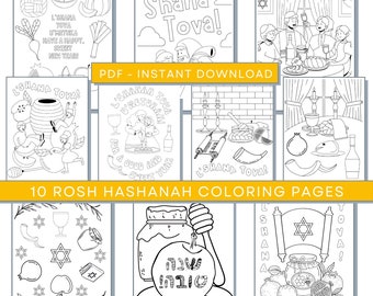 Rosh Hashanah Coloring Pages For Kids, Rosh Hashanah Printables, Rosh Hashanah Activity Page, Jewish Holiday Coloring Pages, Rosh Hashanah