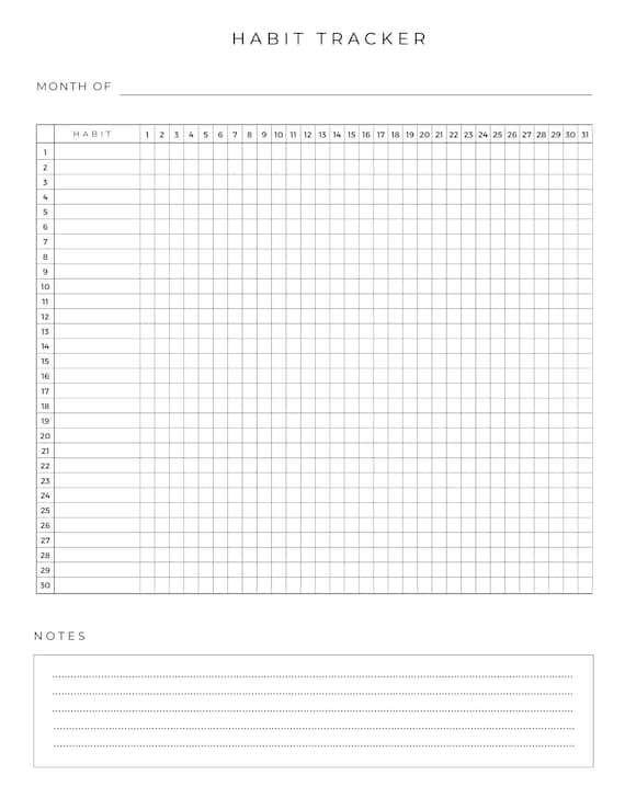 Habit Tracker Printable, Habit Chart, Habit Journal, Habit Log