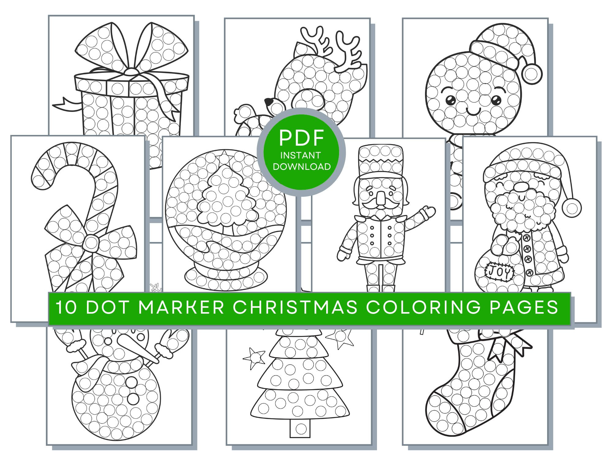 10 Christmas Coloring Pages: PDF Coloring Christmas Printables, Winter Coloring  Sheets, Holiday Coloring Pages, Christmas Activity Page 