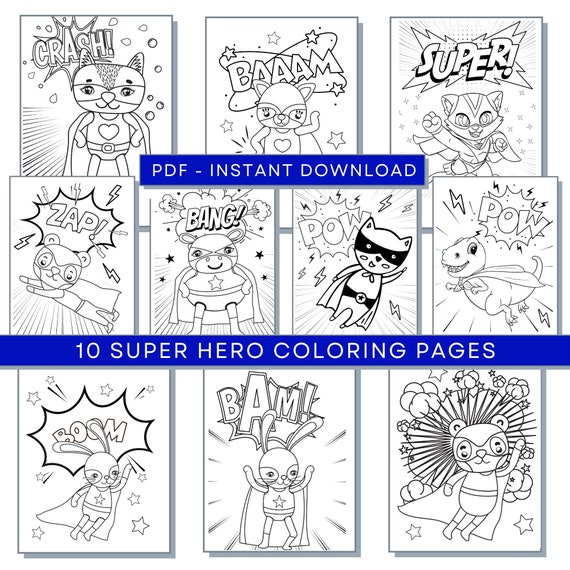 Superhero Coloring Pages, Superhero PDF, Superhero Printables, Super Hero Coloring Pages, Superhero Activity Sheets, Superhero Print