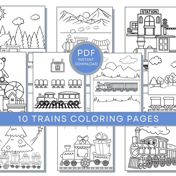 Trains Coloring Pages, Boys Coloring, Trains PDF, Trains Printables, Trains Coloring Sheets, Trains Activity Pages, Railroad Coloring Pages