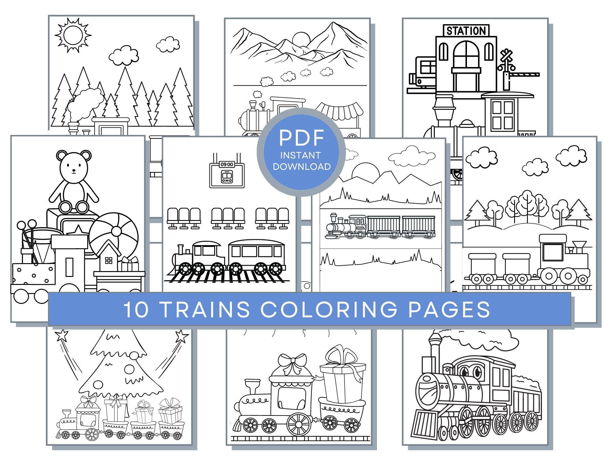 Trains Coloring Pages, Boys Coloring, Trains PDF, Trains Printables, Trains Coloring Sheets, Trains Activity Pages, Railroad Coloring Pages