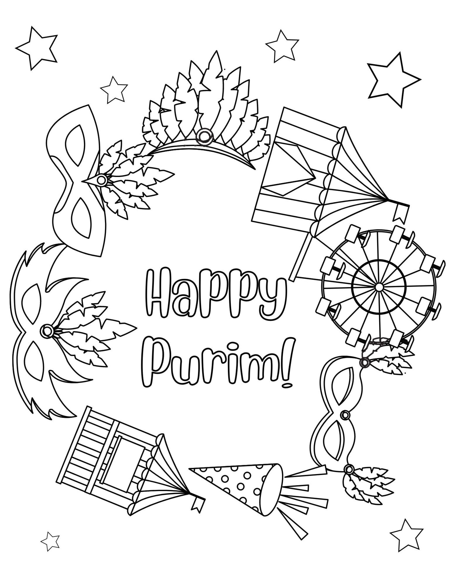 Purim Coloring Pages, Purim Printables, Jewish Coloring Pages, Jewish