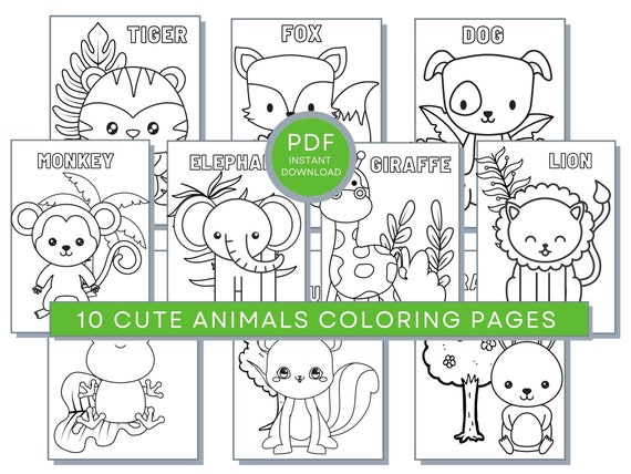 Animals Coloring Pages, PDF Coloring Animals Printables, Animals Coloring Sheets, Animals PDF, Animals Activity Sheet, Cute Animals Print