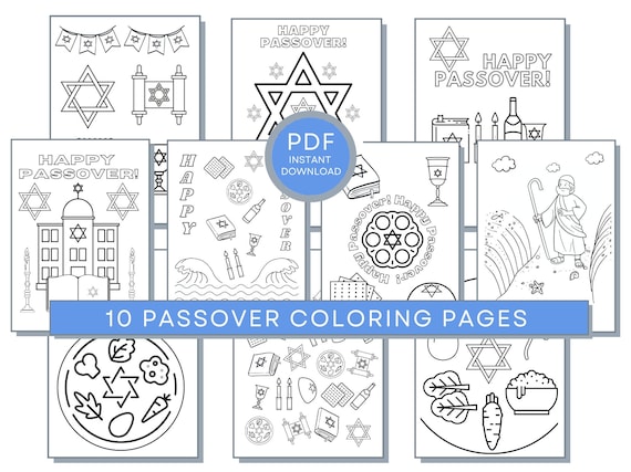 Passover Coloring Pages, Passover Printables, Jewish Coloring Pages, Pesah Coloring Page, Jewish Holiday Coloring Pages, Pesach Coloring PDF