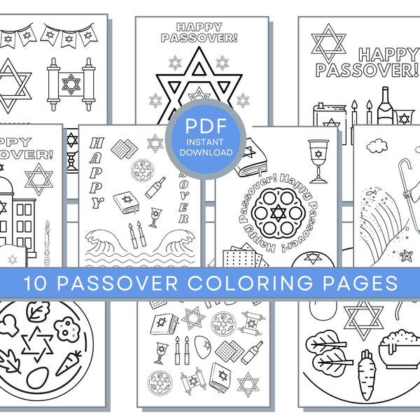 Passover Coloring Pages, Passover Printables, Jewish Coloring Pages, Pesah Coloring Page, Jewish Holiday Coloring Pages, Pesach Coloring PDF