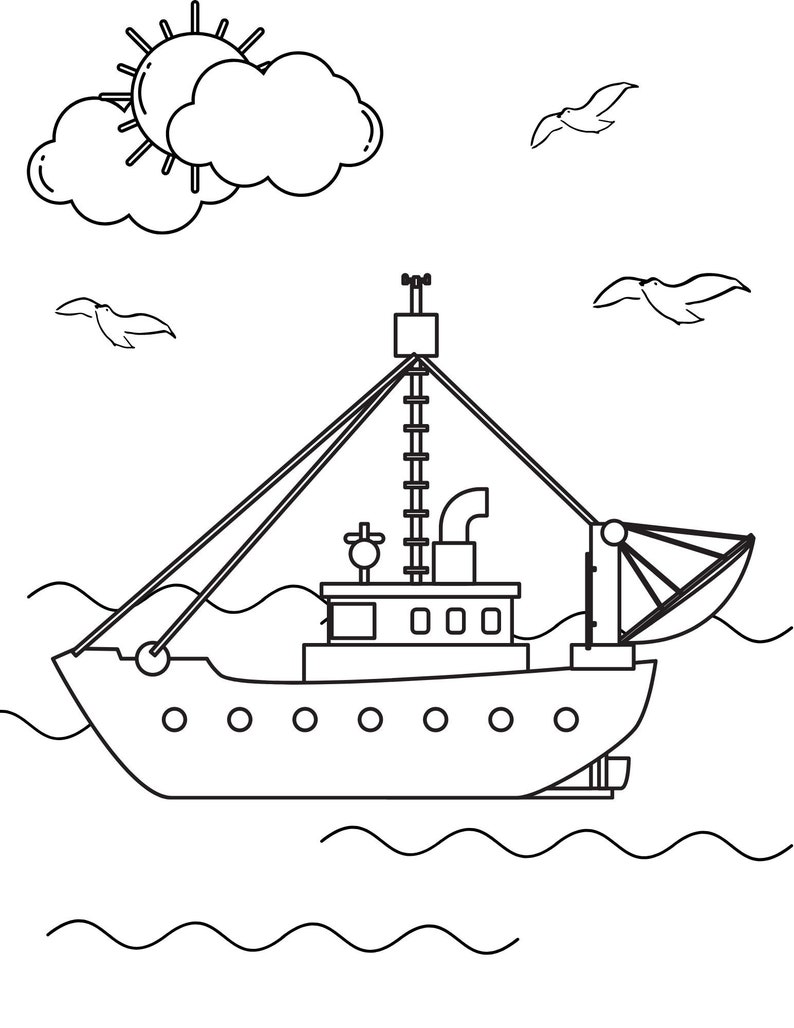 Ship Coloring Pages, Boat Coloring Pages, Ship PDF, Ship Printables