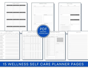 Self Care Planner, Wellness Journal, Wellness Planer, Ziele, Fitness Journal, Meal Tracker, Mood Tracker, Sleep Tracker, Habit Tracker