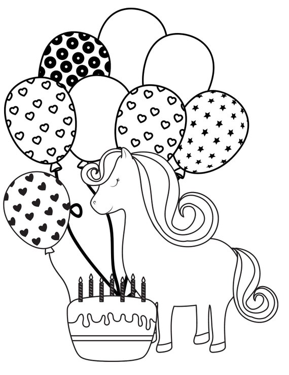 Unicorn Birthday Coloring Pages