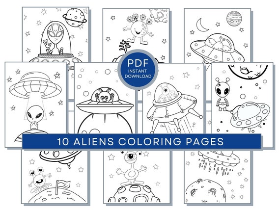 Aliens Coloring Pages, Aliens PDF, Aliens Printables, Aliens Coloring Pages, Aliens Activity Sheets, UFO Coloring, UFO Print, Cute Aliens