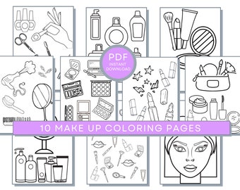 Make Up Coloring Pages For Kids, Make Up Printables, Make Up Day Sheet, Beauty Coloring Pages, Make Up Print, Cosmetics Coloring Pages, Spa