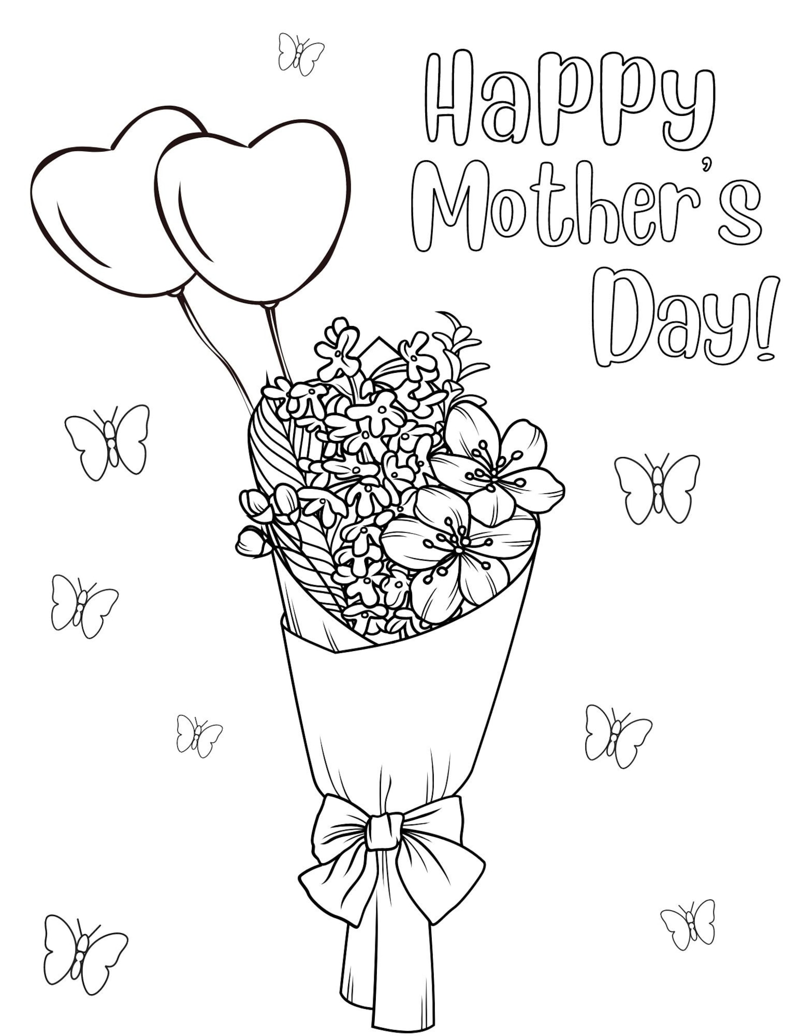 Mother's Day Coloring Page, Mother's Day Printables, Mother's Day