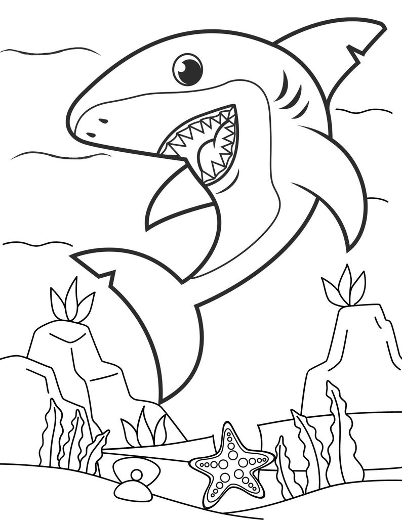 Shark Coloring Pages, Cute Shark Coloring Pages, Funny Shark Coloring ...