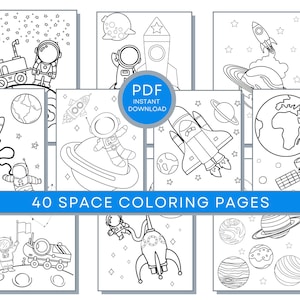 Space Coloring Pages, Space PDF, Space Printables, Space Coloring Pages, Space Activity Sheets, Rocket Coloring, Astronaut Print, Planets