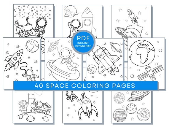 Space Coloring Pages, Space PDF, Space Printables, Space Coloring Pages, Space Activity Sheets, Rocket Coloring, Astronaut Print, Planets