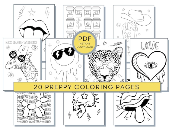 Preppy Aesthetic Coloring Book for Teens: Cute Stuff for Teen Girls Trendy  Stuff Collage Coloring Activity College Dorm Minimalist Drippy Evil Eye   Adult Coloring Book by Nyx Spectrum