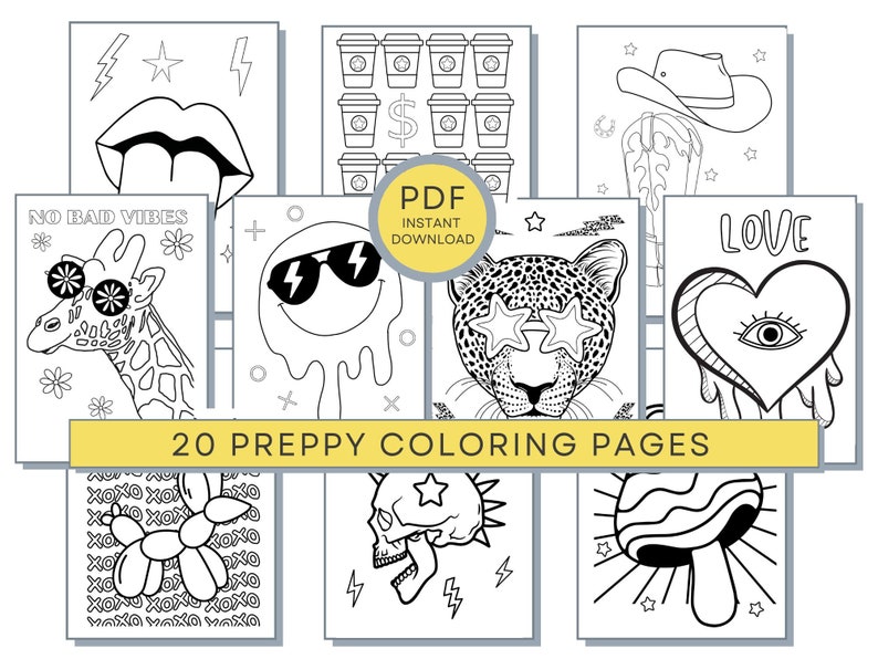 Preppy Coloring Pages Teens Coloring - Il 794xN.4471479710 207g 