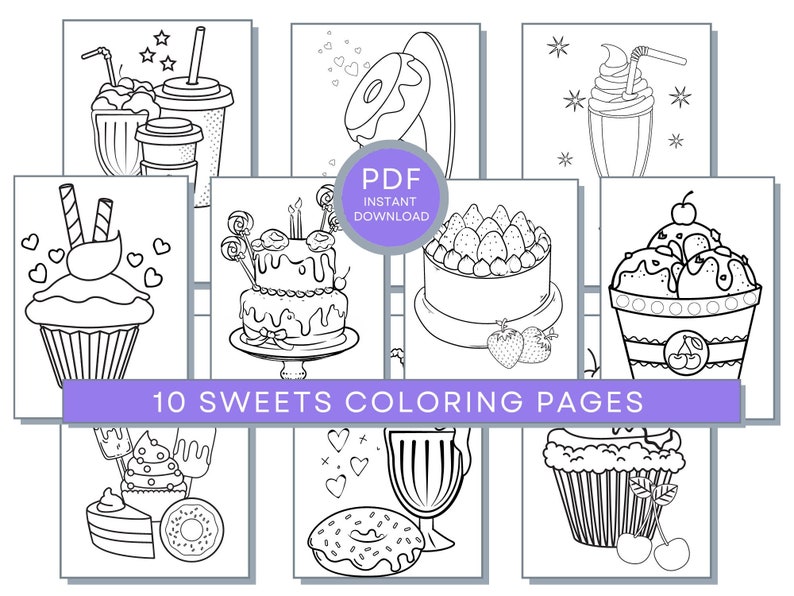 Sweets Coloring Pages for Kids, Sweets Printable, Coloring Pages of Ice