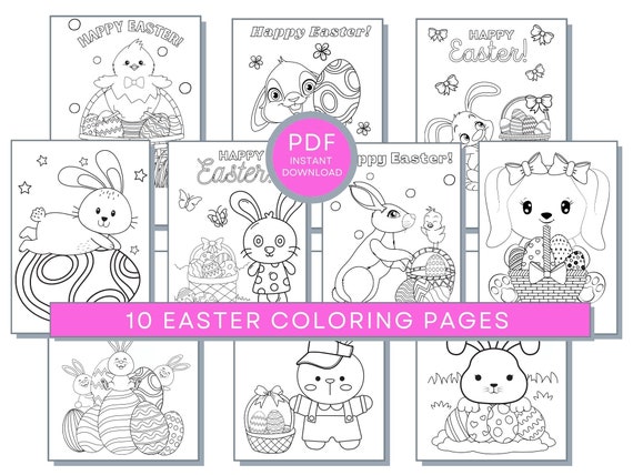 Easter Coloring Pages, Easter PDF Coloring Easter Printables, Bunny Coloring Sheets, Good Friday Coloring Pages, Easter Activity Page