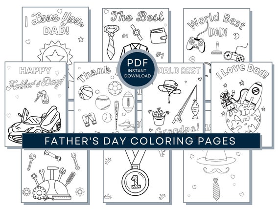 Father's Day Coloring Page, Father's Day Printables, Father's Day Sheets, Father's Day Coloring Book For Kids, Happy Father's Day Coloring