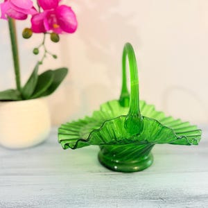 Fenton Emerald Green Basket - Etsy