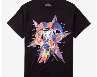 The Amazing Digital Circus Pomni Glitter T Shirt – Indie Animation Graphic Tee, Unisex Fan Shirt