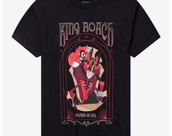 Camiseta Hazbin Hotel King Roach: Camiseta con gráfico de demonio animado, camiseta gótica de dibujos animados oscuros, regalo unisex para fans