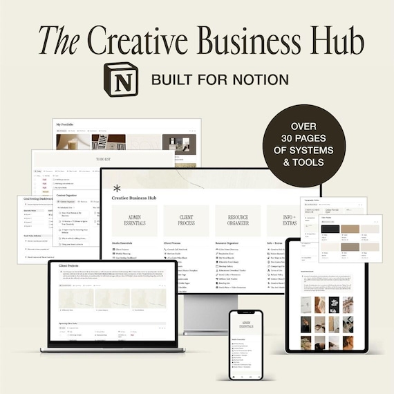 Creative Business Hub Notion Template | Client Management, Business Organization, Task Planner | Small Biz Owners