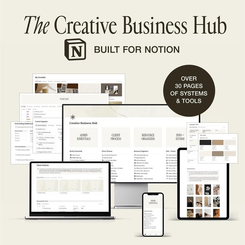Creative Business Hub Notion Vorlage | Klientinstanz, Business Organisation, Aufgabenplaner | Kleine Biz Besitzer Bild 1