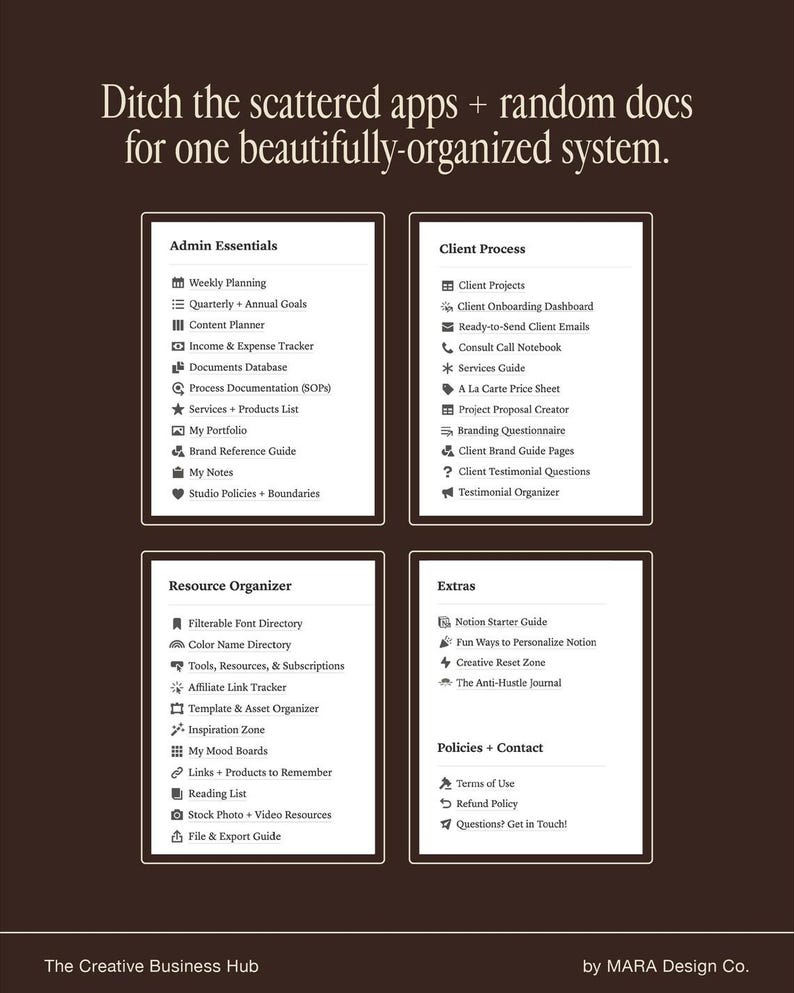 Creative Business Hub Notion Vorlage | Klientinstanz, Business Organisation, Aufgabenplaner | Kleine Biz Besitzer Bild 6