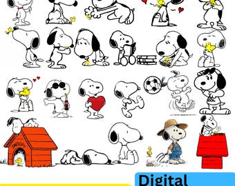 Snoopy SVG Bundle for Cricut & Silhouette, Holiday Comic Dog Designs for DIY Projects, Printable Digital Download