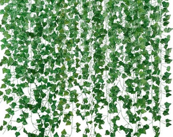 Artificial Ivy Vine Garland, Silk Leaves, Realistic Hanging Plants for Decor