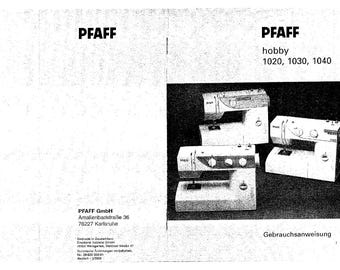 Pfaff Hobby 1020-1040 Sewing Machine Manual | Original German PDF (Digital Download)