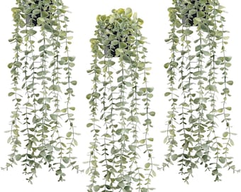 Artificial Eucalyptus Pea Pod Hanging Plants, Boho Greenery Decor