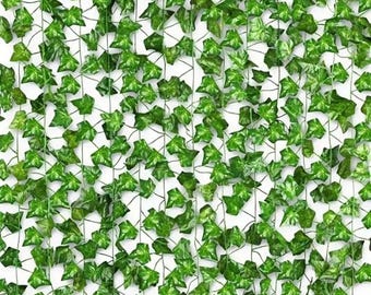 Artificial Ivy Garland with Clips, Fake Hanging Vines, Faux Greenery Leaves for Room, Bedroom, Home, Garden & Wedding Decor