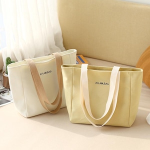Tote Canvas Bag Female College Student Class Shoulder Bag Korean Style Simple Commuting Large Capacity Environmental Protection Handbag